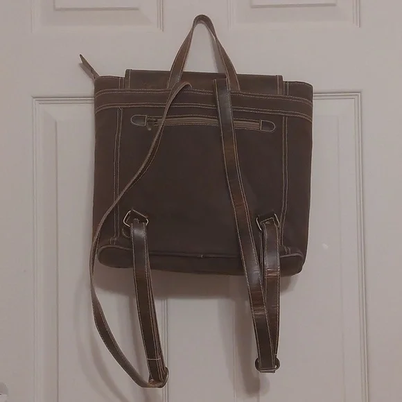 Sixtease Leather and Cotton Knapsack Backpack Recycled Material - Picture 6 of 12